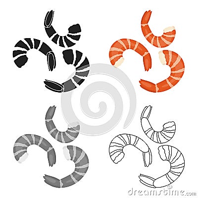 Shrimp icon in cartoon style isolated on white background. Sushi symbol stock vector illustration. Vector Illustration