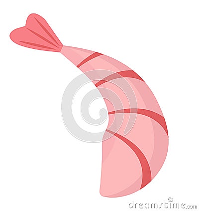 Shrimp icon flat style. Prawn isolated on white background. Vector illustration, clip art. Vector Illustration