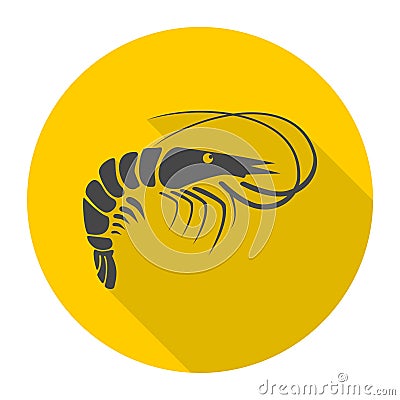 Shrimp icon with long shadow Vector Illustration