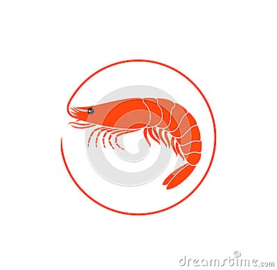 Shrimp logo. Isolated shrimp on white background. Prawns Vector Illustration
