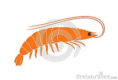 Shrimp logo. Isolated shrimp on white background. Prawns Vector Illustration