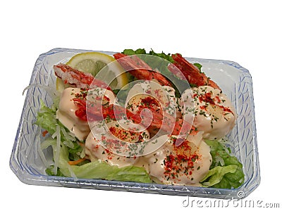 Shrimp with mayonnaise-clipping path Stock Photo