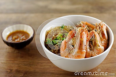 Shrimp potted with vermicelli Stock Photo