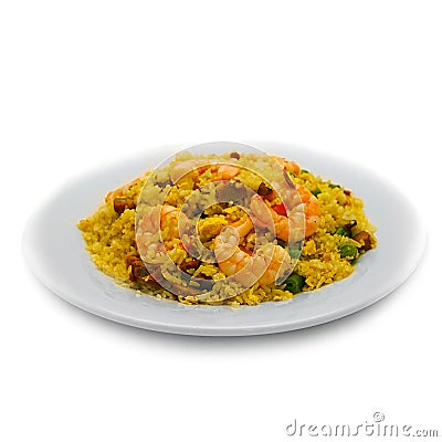 Shrimp Rice and Beef Stock Photo