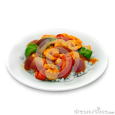 Shrimp Rice and Onions Stock Photo