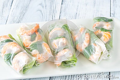 Shrimp rice paper rolls Stock Photo