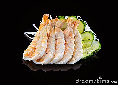 Shrimp sashimi over black background Stock Photo