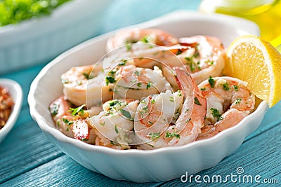 Shrimp Scampi Stock Photo