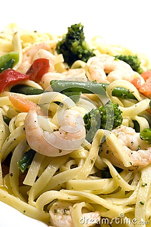 Shrimp scampi primavera Stock Photo