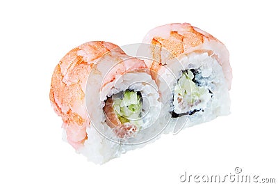 Shrimp sushi isolated on a white background Stock Photo