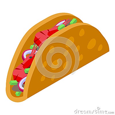 Shrimp tacos icon, isometric style Vector Illustration