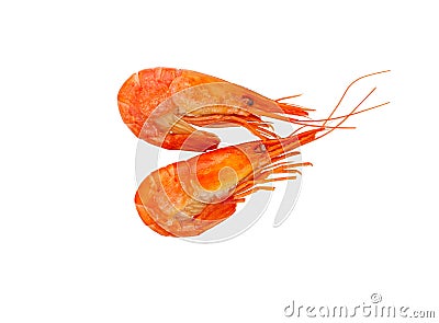 Shrimps boiled frozen on a white. Seafood. Cooked shrimp. Prawn Stock Photo