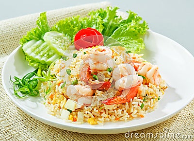 Shrimps fried rice, a Thai popular food Stock Photo