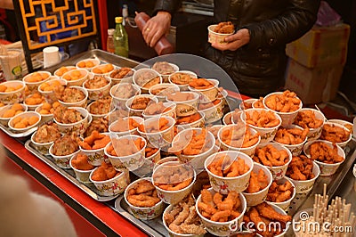 Shrimps fried in wheat flour/Shrimp Dumpling Editorial Stock Photo