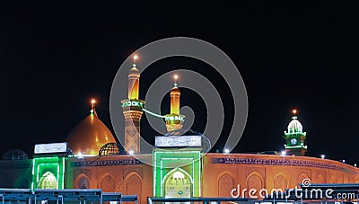 Shrine of Imam Hussain ibn Ali at night, Karbala Iraq Stock Photo