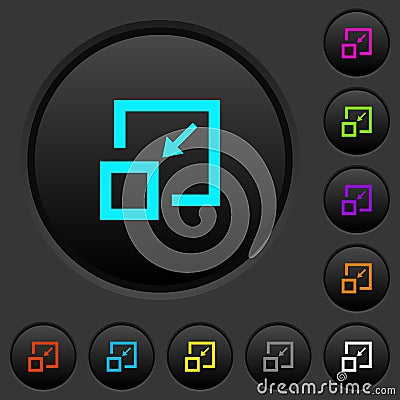 Shrink window dark push buttons with color icons Stock Photo