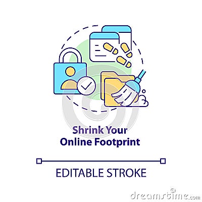 Shrink your online footprint concept icon Vector Illustration
