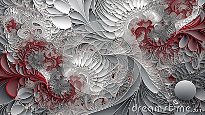 Shrinking fractals in red-gray tones. AI Generated Stock Photo