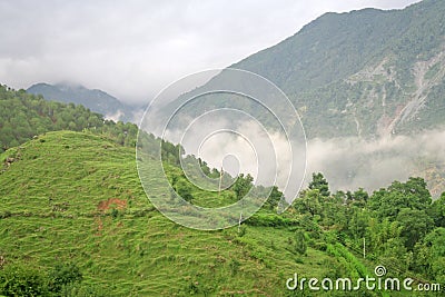 Shrouded beauty and himalayan monsoon clouds India Stock Photo