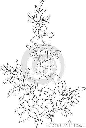 Shrub roses pattern Cartoon Illustration