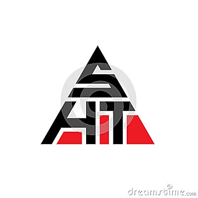 SHT triangle letter logo design with triangle shape. SHT triangle logo design monogram. SHT triangle vector logo template with red Vector Illustration