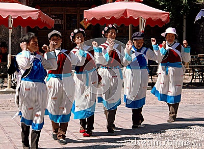 Shu He, China: Naxi Women Dancers Editorial Stock Photo