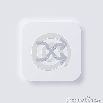 Shuffle button icon, White Neumorphism soft UI Design for Web design. Vector Illustration