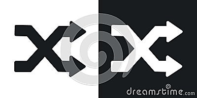 Shuffle icon set. repeat random loop vector symbol. switch or rearrange music sign in black filled and outlined style Vector Illustration