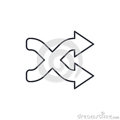 Shufle, mix, random, intersecting arrow thin line icon. Linear vector symbol Vector Illustration
