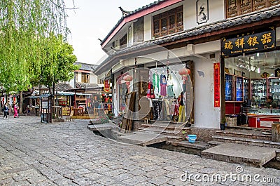 Shuhe Ancient Town is one of the oldest habitats of Lijiang and well-preserved town on the Ancient Tea Route. Editorial Stock Photo