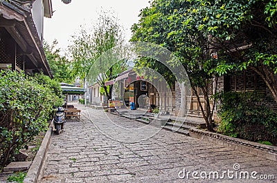 Shuhe Ancient Town is one of the oldest habitats of Lijiang and well-preserved town on the Ancient Tea Route. Yunnan China. Editorial Stock Photo