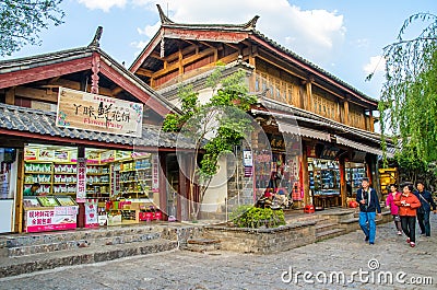 Shuhe Ancient Town is one of the oldest habitats of Lijiang and well-preserved town on the Ancient Tea Route. Yunnan China. Editorial Stock Photo