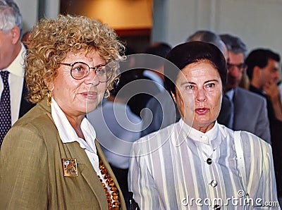 Shulamit Aloni and Ora Namir in Jerusalem in 1992 Editorial Stock Photo