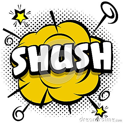 shush Comic bright template with speech bubbles on colorful frames Vector Illustration