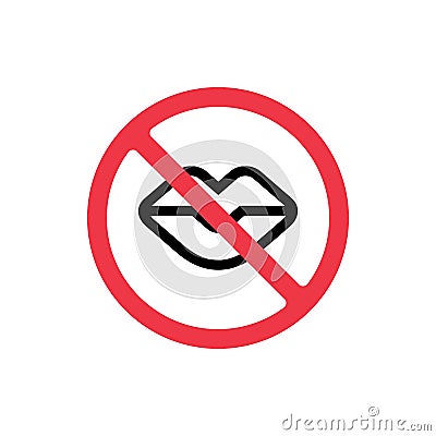 Shut your mouth sign, no talk icon, shut up symbol - Vector Vector Illustration