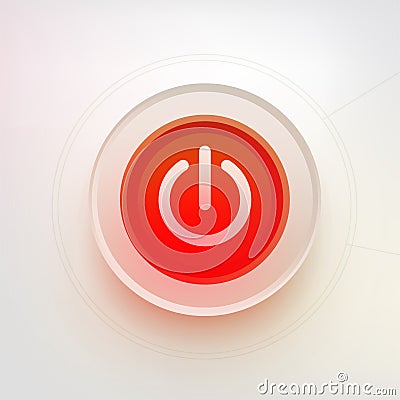 Shutdown Button. Abstract 3D background. Big Data Visualization. Technology Vector illustration. Red power button. 3d graphic of a Vector Illustration