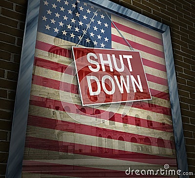 Shutdown Government Symbol Cartoon Illustration