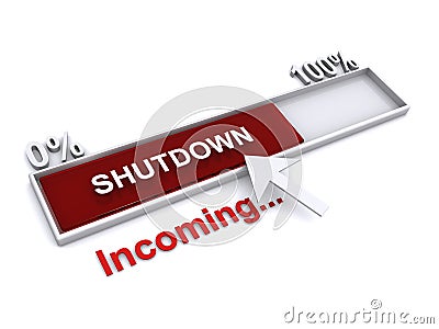 Shutdown incoming on white Stock Photo