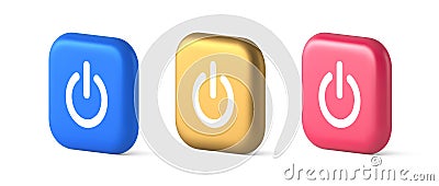 Shutdown turn on off button energy switch power start stop web app design 3d realistic icon Stock Photo