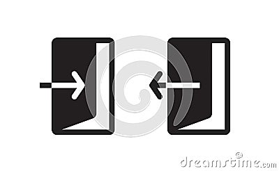 shutterExit entry door sign icon simple vector black graphics, enter escape entrance arrow pointer pictogram, login logout website Vector Illustration