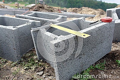Shuttering blocks and protractor Stock Photo