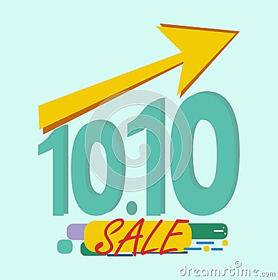 Design shopping day 10.10 with illustration of high sales increase. Vector Illustration