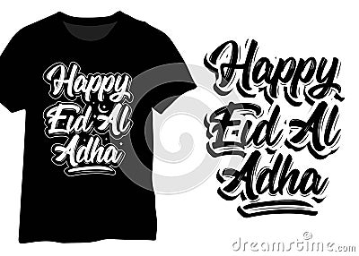 Happy Eid Al Adha, Muslim Eid Typography Vector Illustration