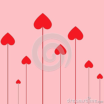 Cute Valentines Day Pink Red Heart String Stock Photo
