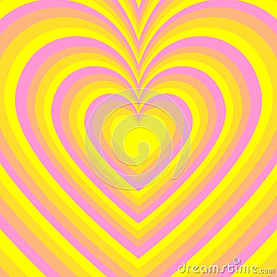 Hypnotic Yellow Pink Heart Indie Pattern Stock Photo