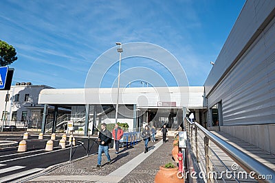 Shuttle bus outside at Rome Ciampino Airport in 2023 in Italy Editorial Stock Photo
