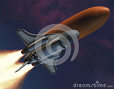 Shuttle Launch Cartoon Illustration