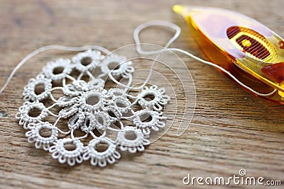 Shuttle tatting lace Stock Photo