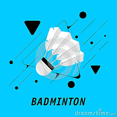 Shuttlecock vector icon, Badminton, sport blue background Vector Illustration
