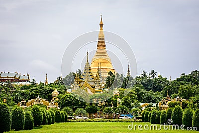 Shwe Dagon pagoda, It is located in the center of Yangon, Myanmar, June-2017 Editorial Stock Photo